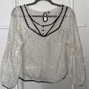 FREE PEOPLE - white/black polka dot long sleeve